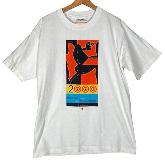 Vintage Bay to Breakers T-Shirt Size Large 2000 San Francisco White Graphic Tee - Picture 1 of 10